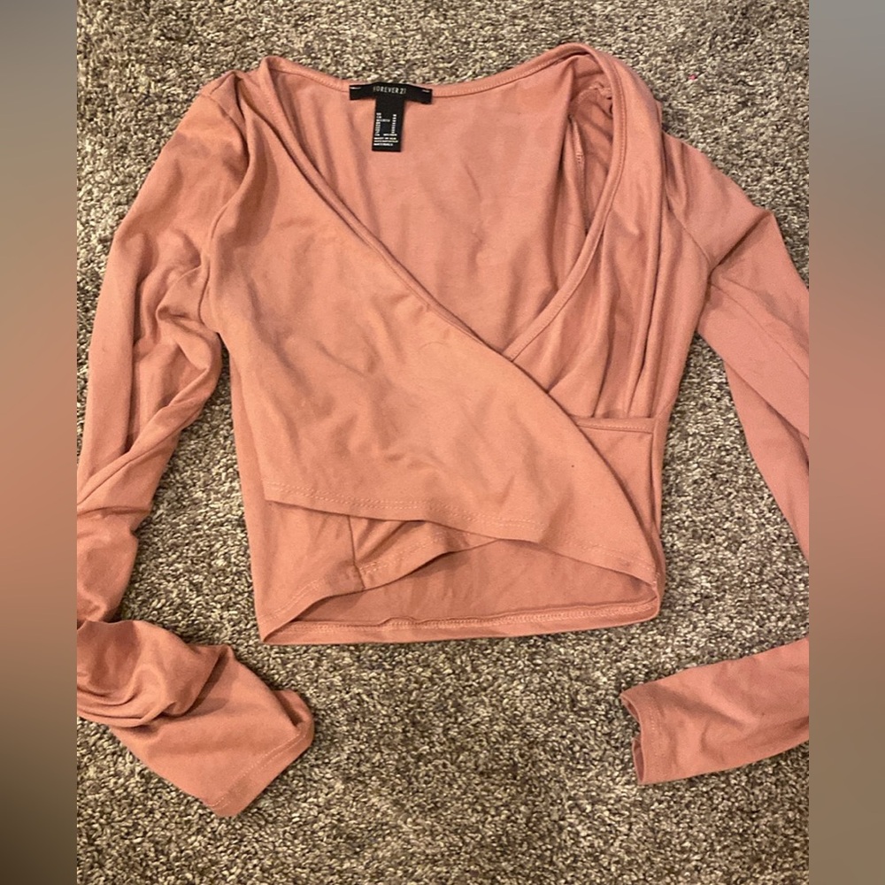Pink Long Sleeve Soft Crop Top